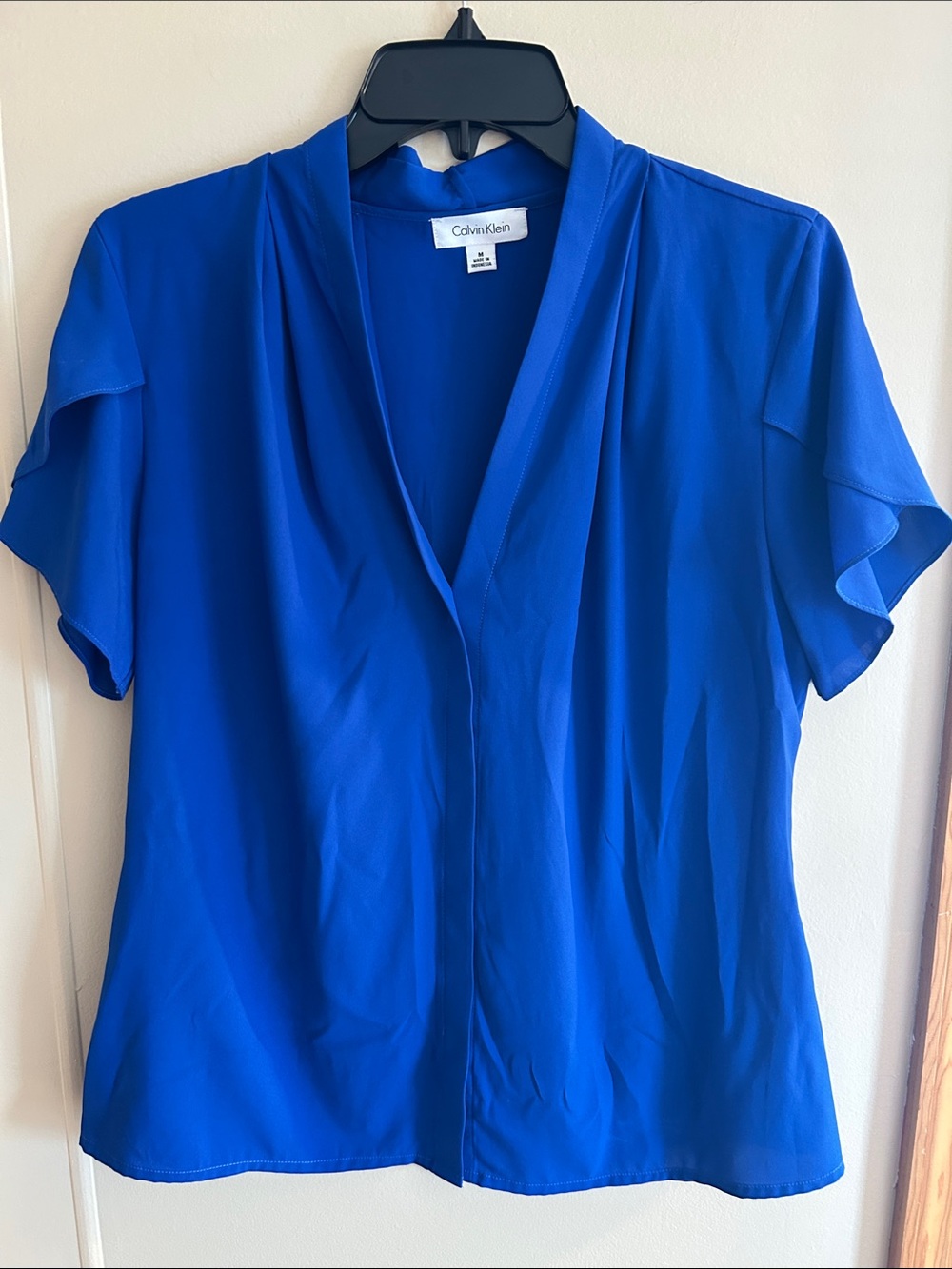 Calvin Klein Cobalt Blue Short Sleeve V-Neck Blouse